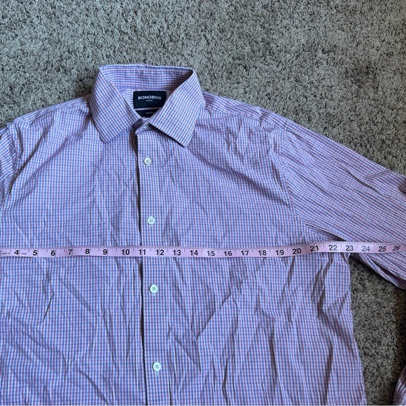 Bonobos Dress Shirt Men's Button Down 16.5 XL Standard Fit Pink Purple Plaid - Picture 5 of 7